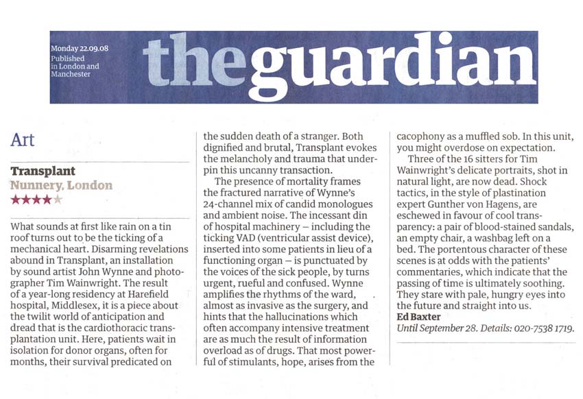 Transplant and Life Review in The Guardian